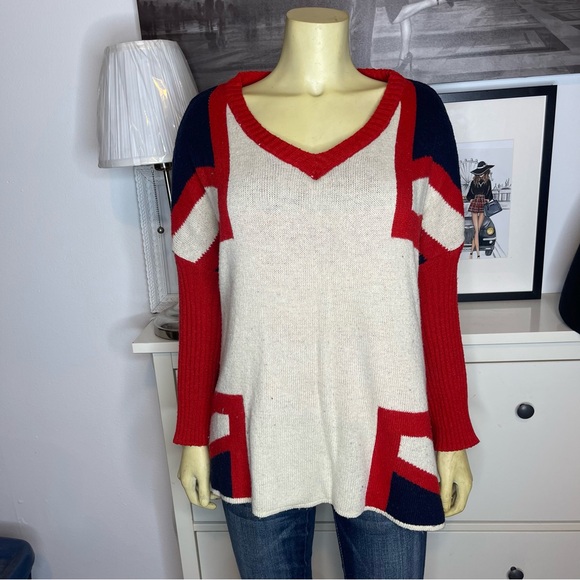 Love Spray Oversized V- Neck Pullover Sweater - Picture 2 of 7